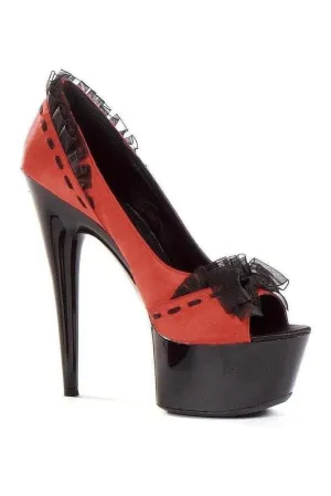 609-JEZEBEL Platform Pump  | RED Genuine Satin