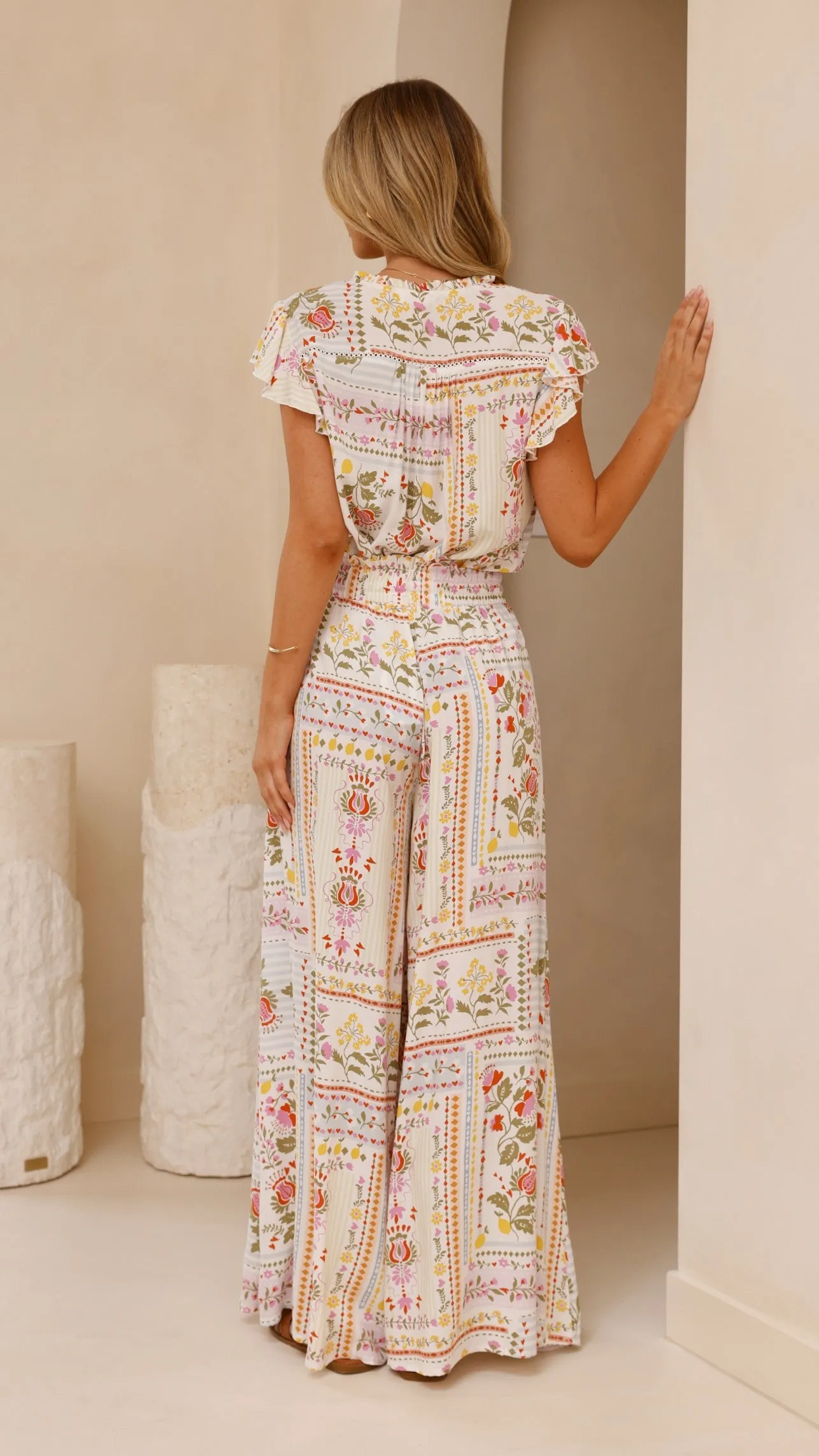 Avery Wide Leg Pants - Leah Print