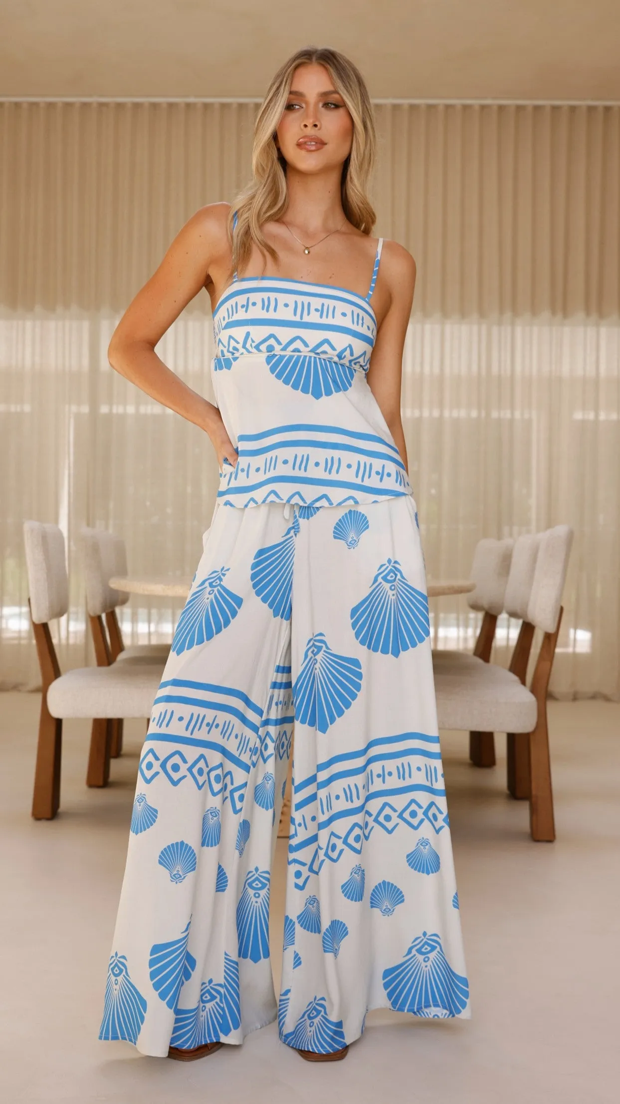 Avery Wide Leg Pants - Sea Shell