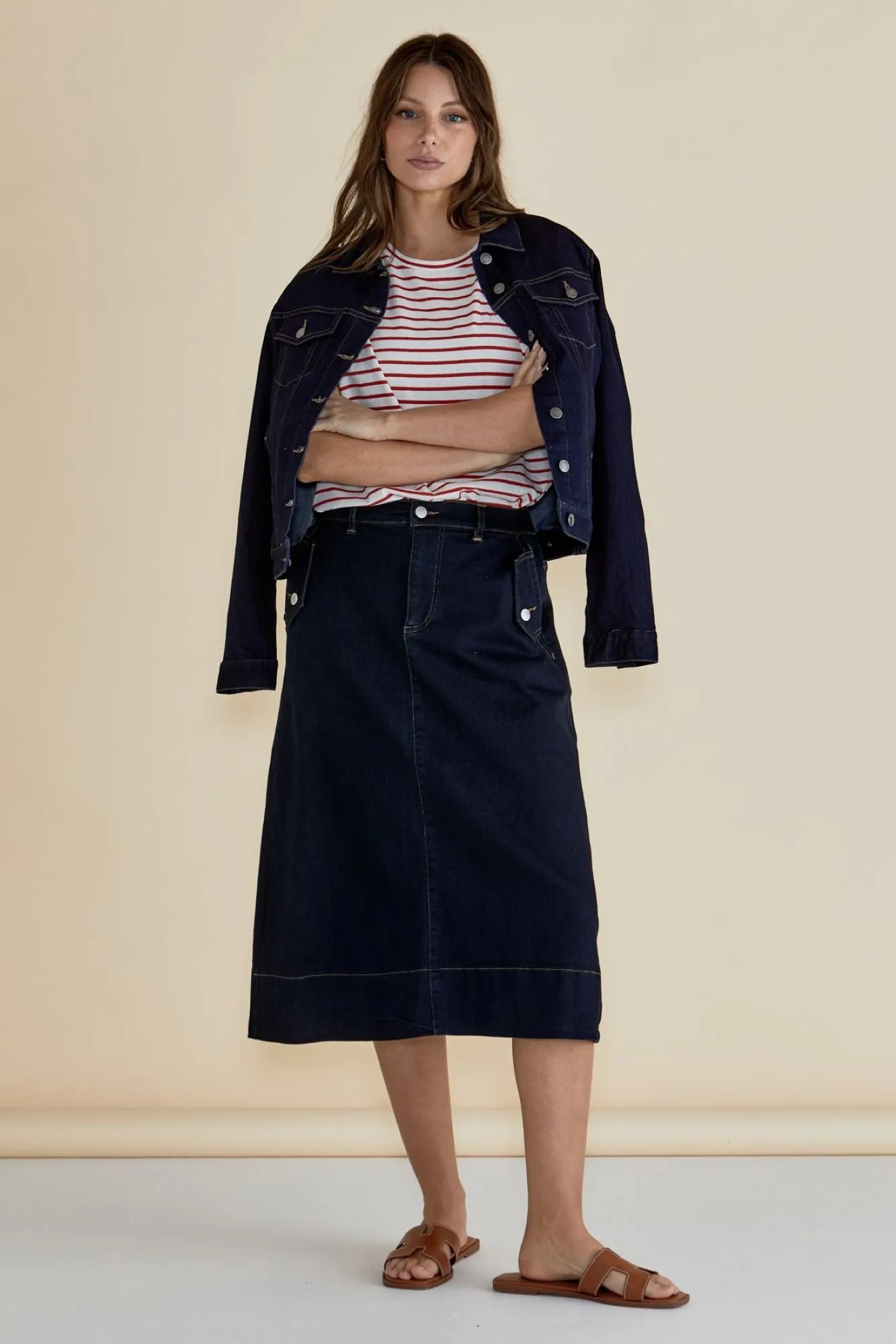 Betty Basics Astra Denim Skirt Ink