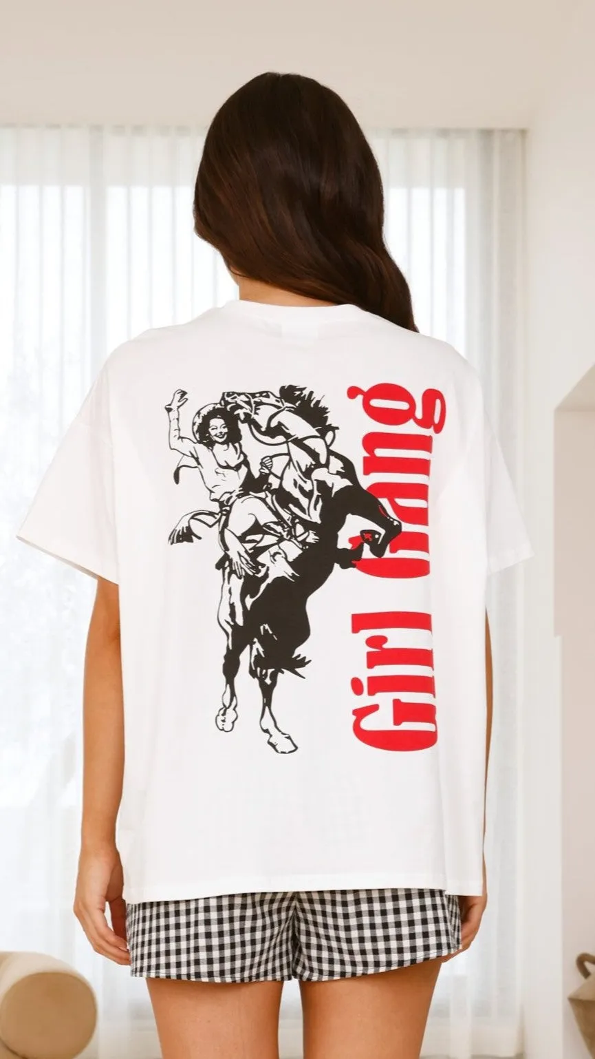 Cool It Cowboy Top and Shorts Set - White/Black Gingham