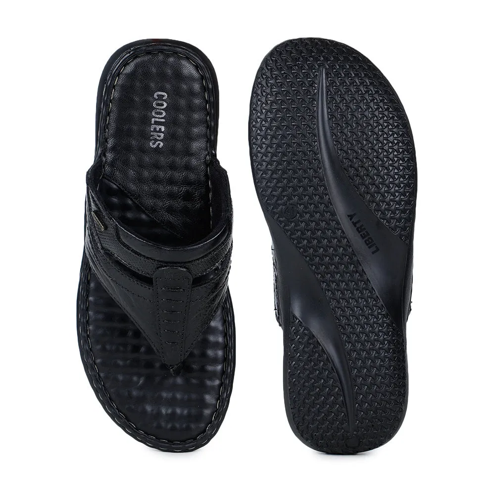 Coolers By Liberty DTL-3 Casual Black Slippers & Flip-Flop For Men