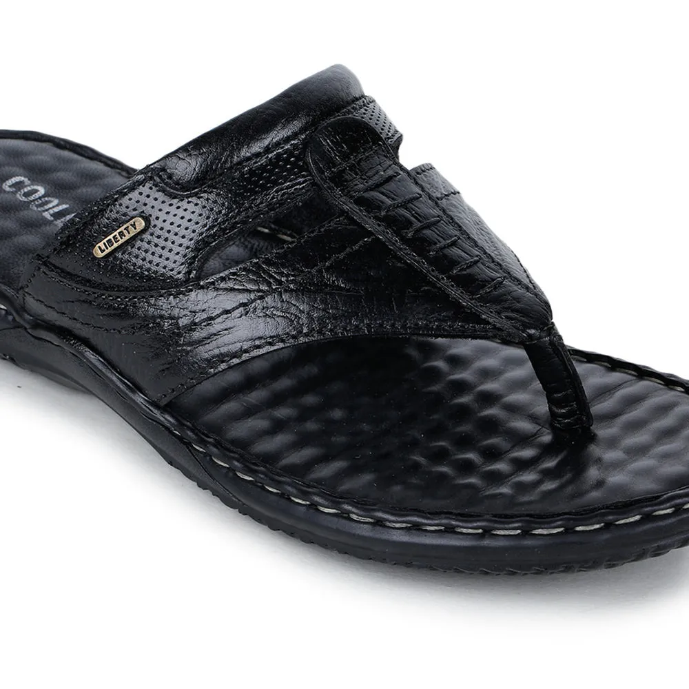 Coolers By Liberty DTL-3 Casual Black Slippers & Flip-Flop For Men