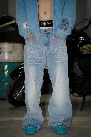 ‘Denim Front, Jogger Back’ Washed Whisker Denim Pants
