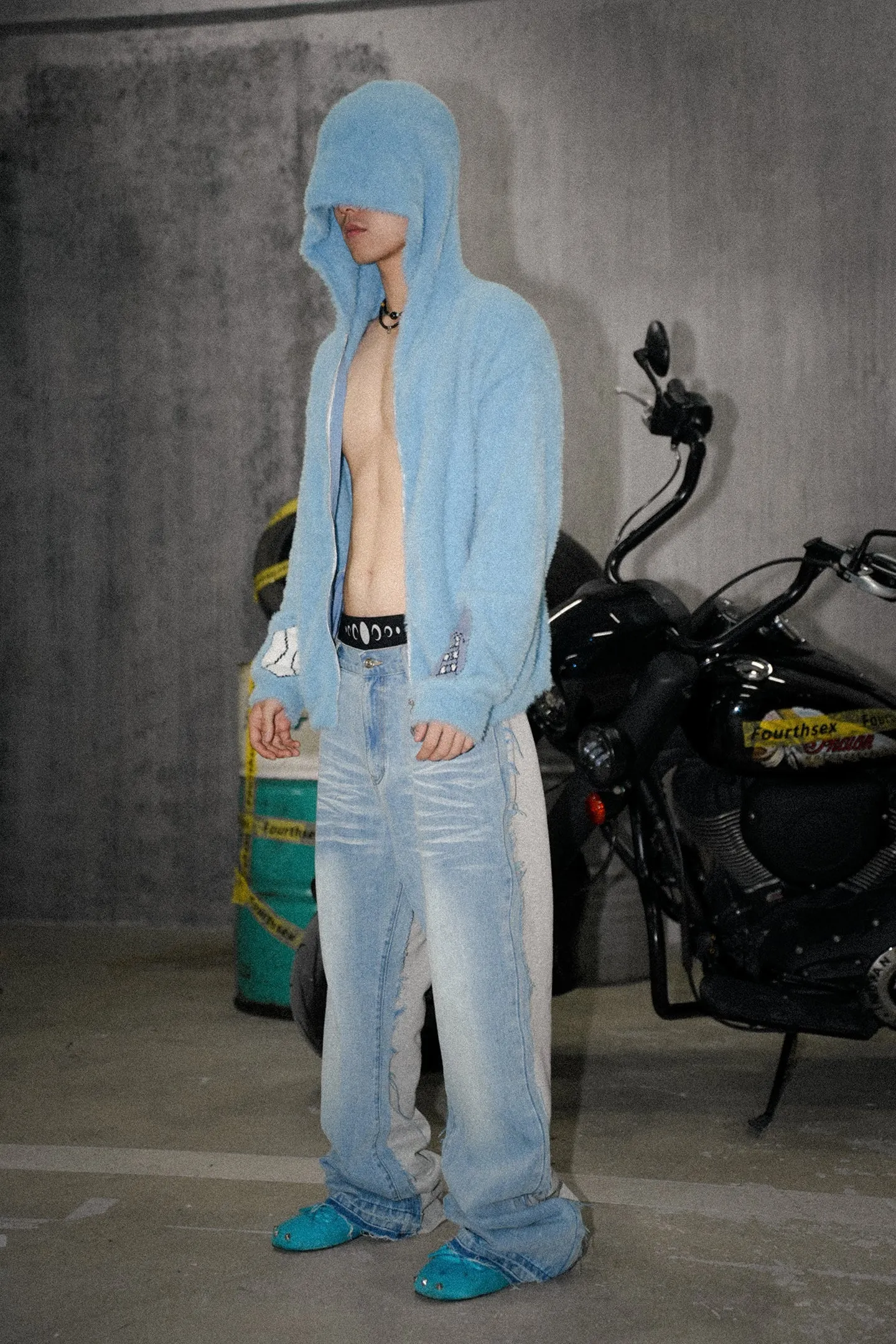 ‘Denim Front, Jogger Back’ Washed Whisker Denim Pants
