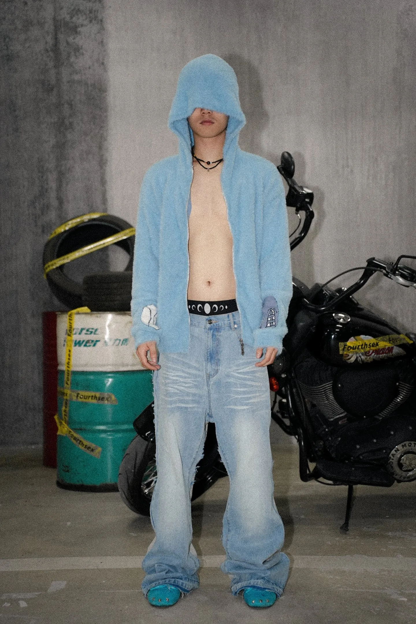 ‘Denim Front, Jogger Back’ Washed Whisker Denim Pants