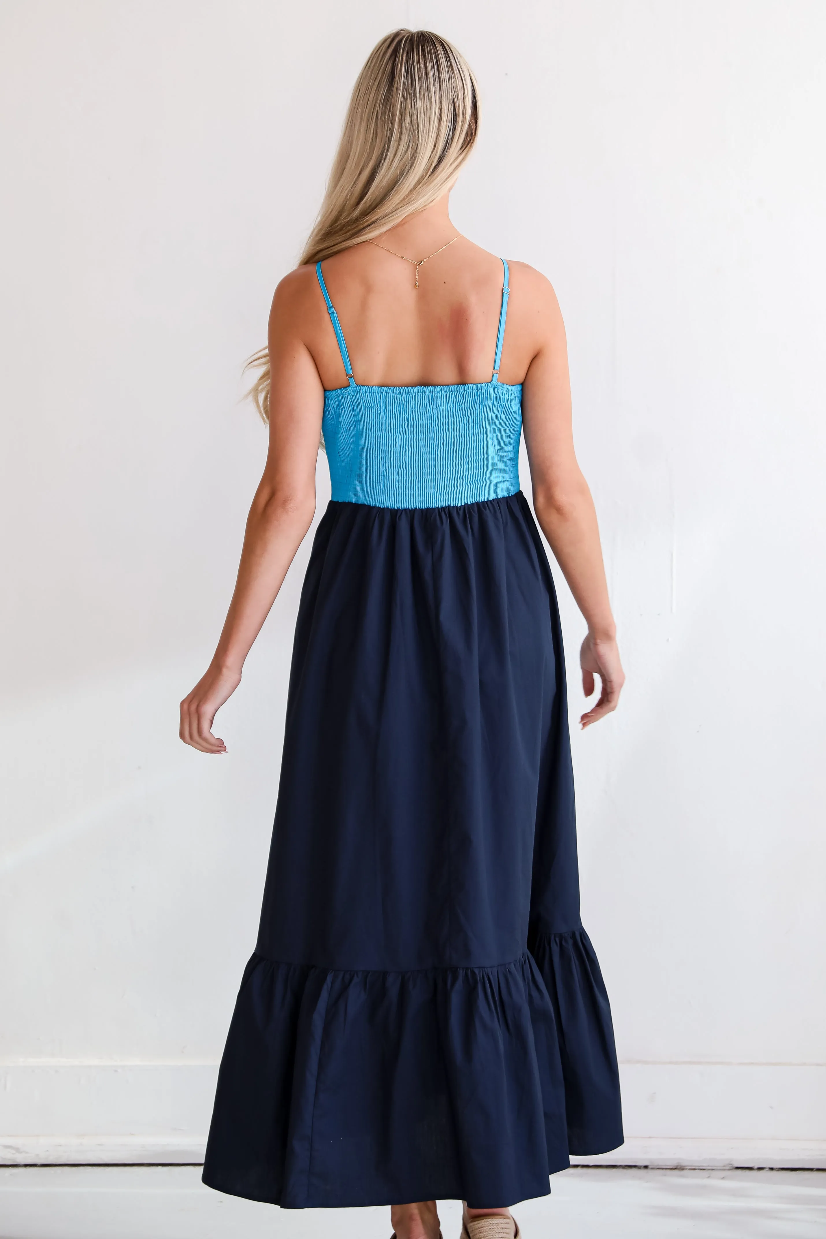 FINAL SALE - Endearing Beauty Blue Bow Maxi Dress