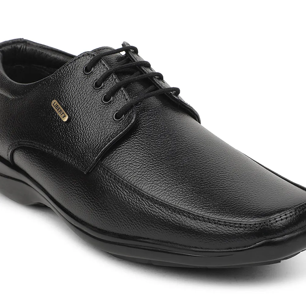 Fortune Black Formal Lacing Derby Shoes For Men REL-1 By Liberty