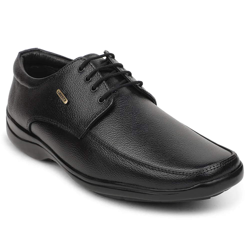 Fortune Black Formal Lacing Derby Shoes For Men REL-1 By Liberty