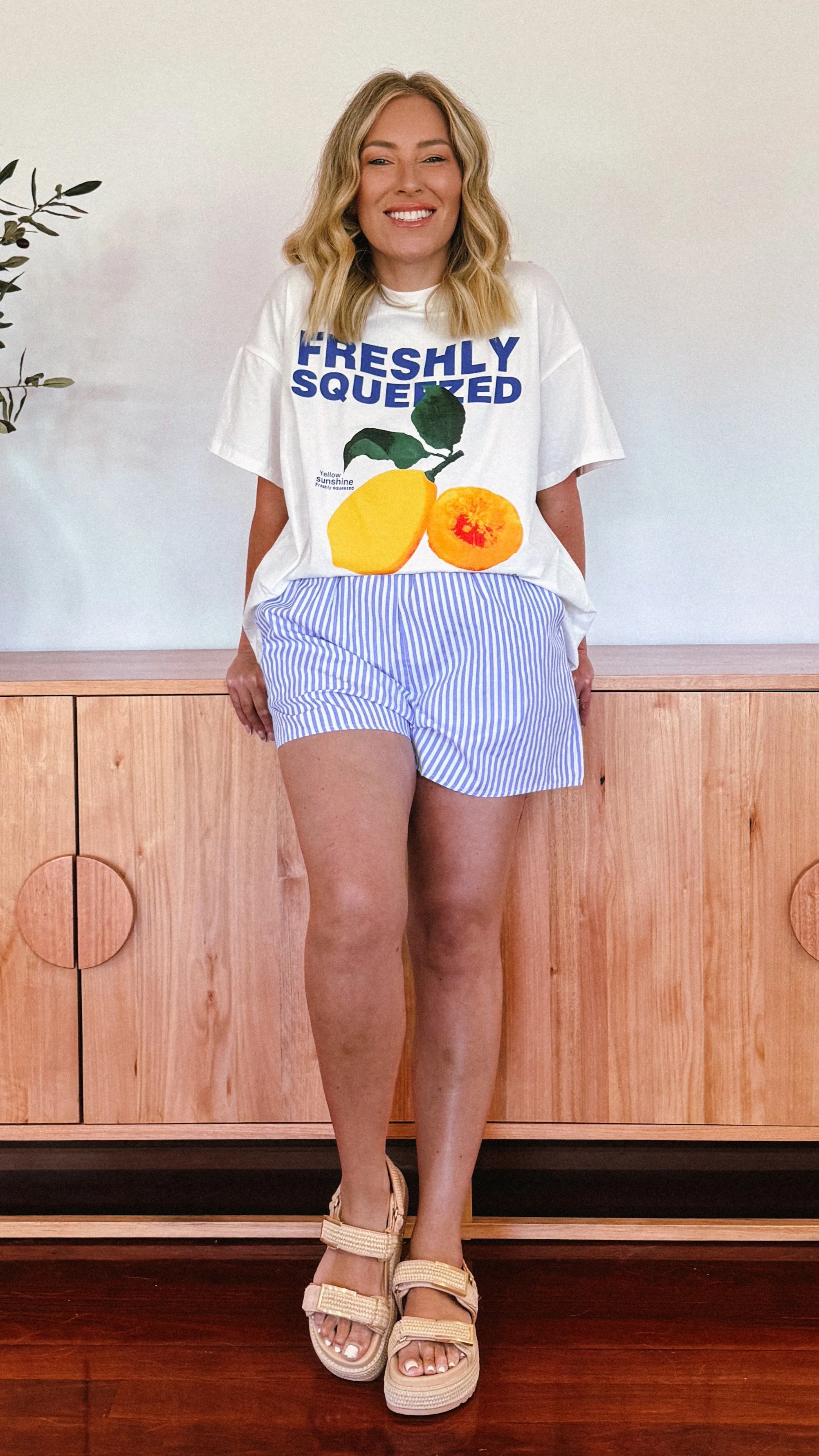 Freshly Squeezed Top & Shorts Set - White/Blue