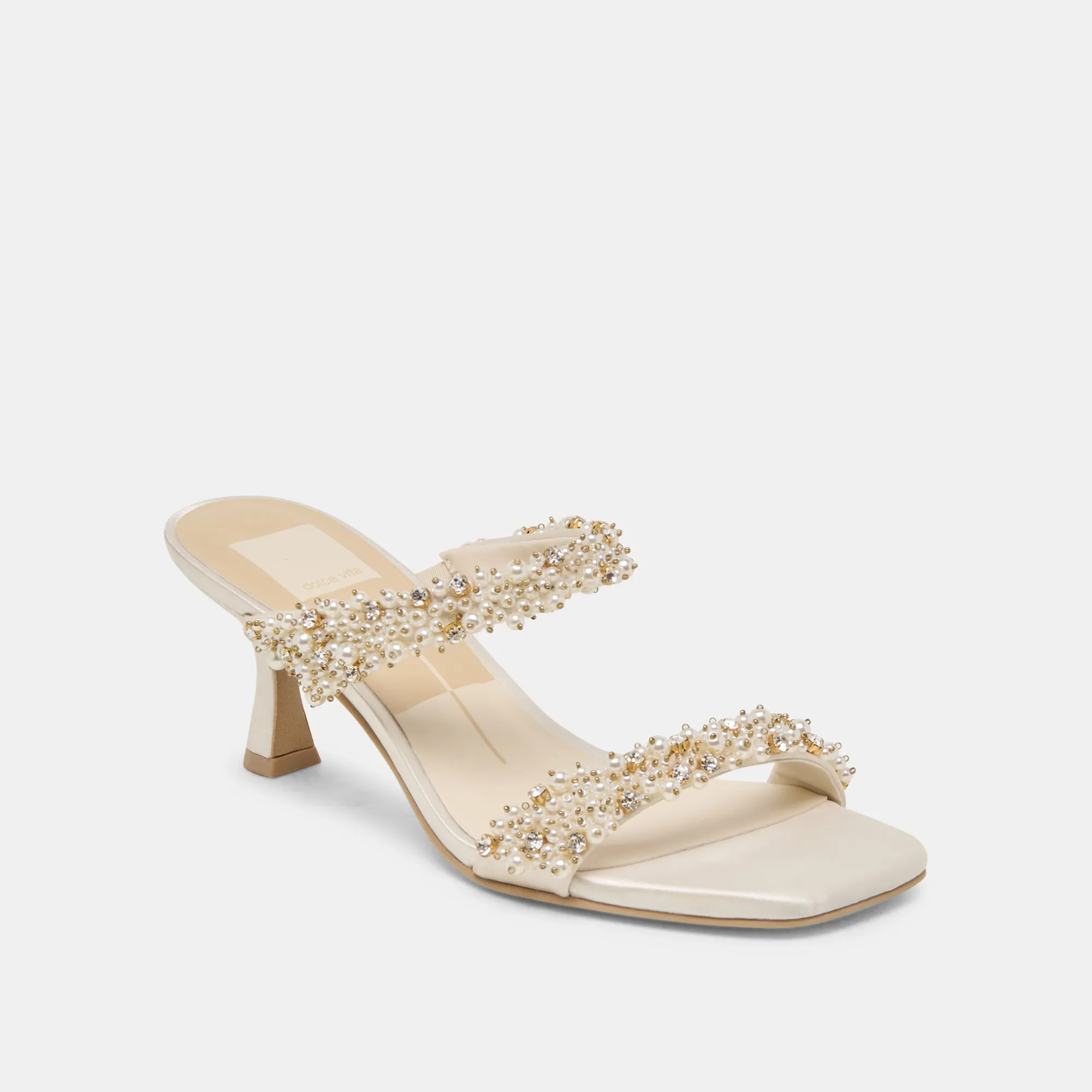 GENORA RHINESTONE HEELS IVORY RHINESTONE
