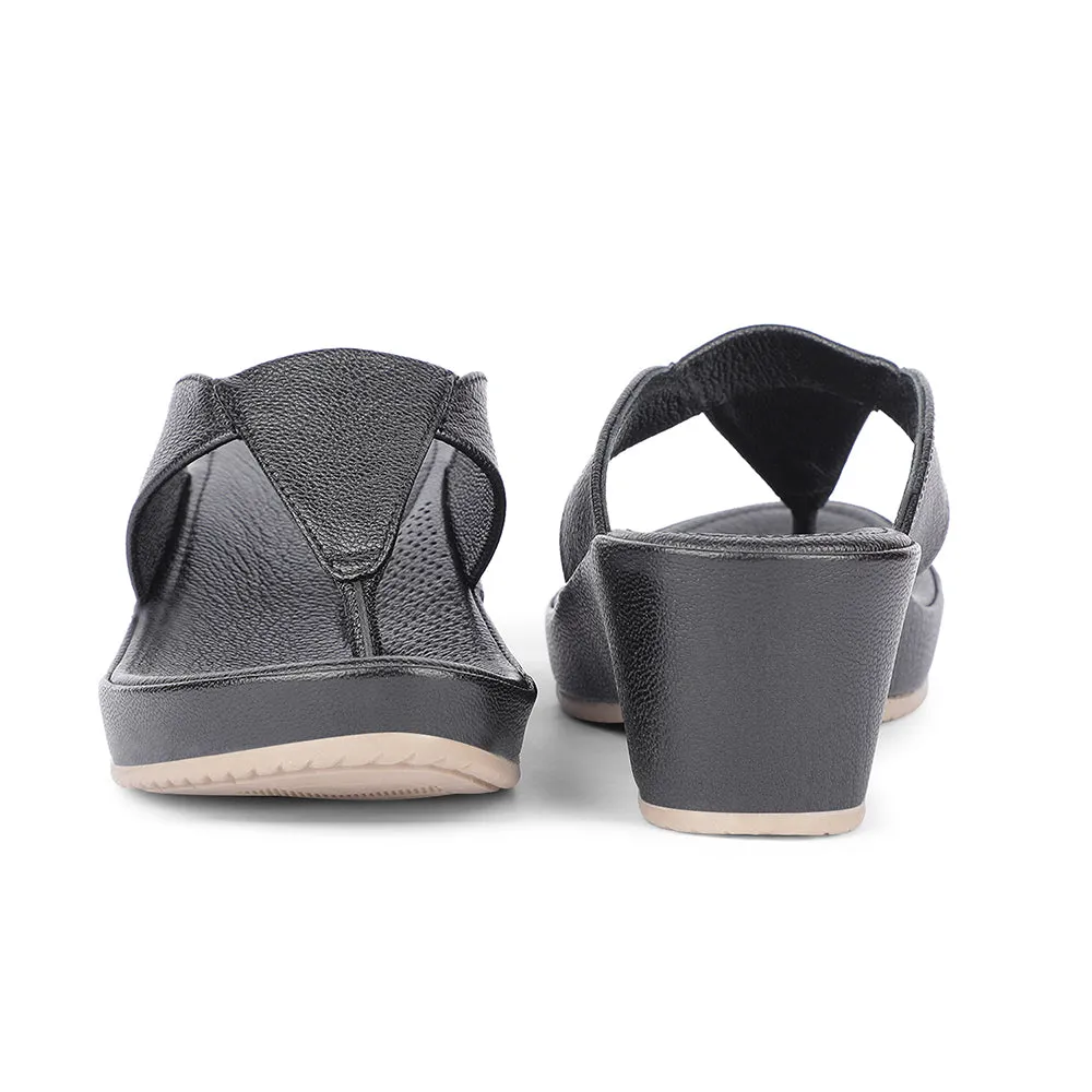 Healers Casual Black Wedges Heels For Women J332-41 By Liberty