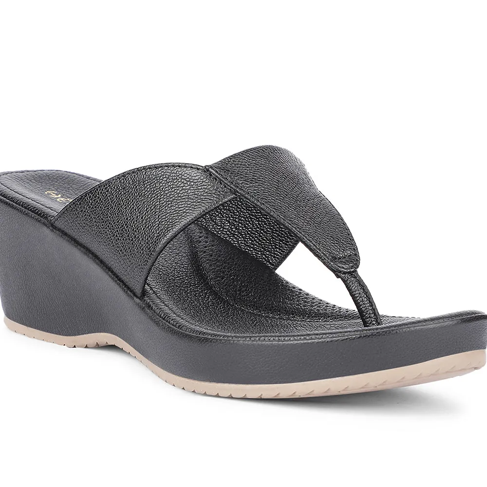 Healers Casual Black Wedges Heels For Women J332-41 By Liberty