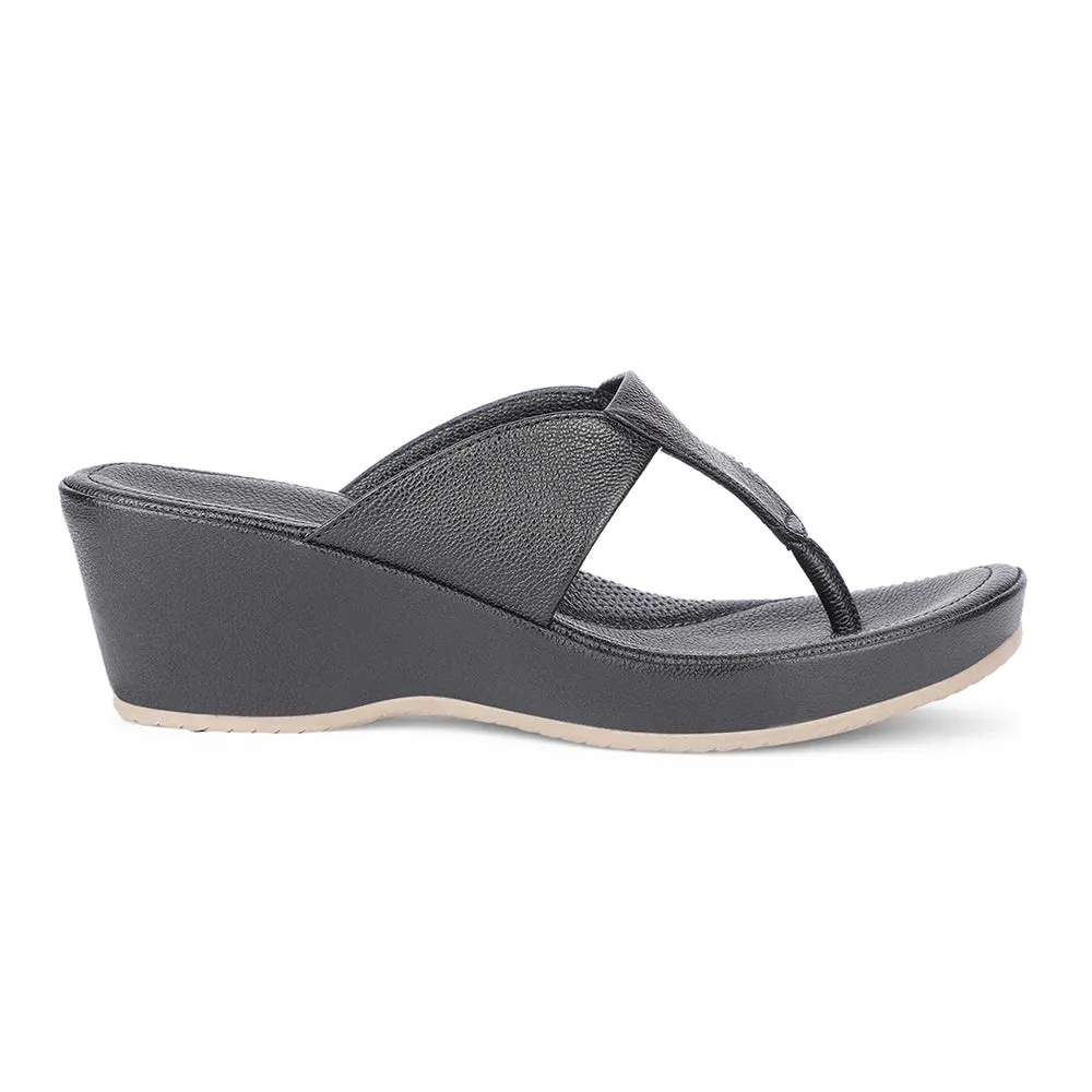 Healers Casual Black Wedges Heels For Women J332-41 By Liberty