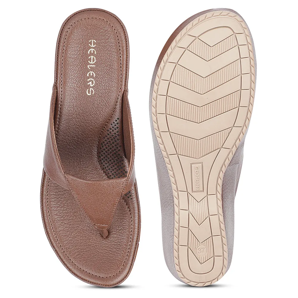 Healers Casual Brown Wedges Heels For Women J332-41 By Liberty