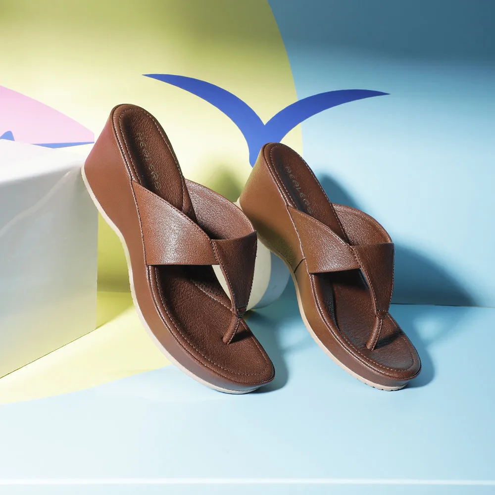 Healers Casual Brown Wedges Heels For Women J332-41 By Liberty