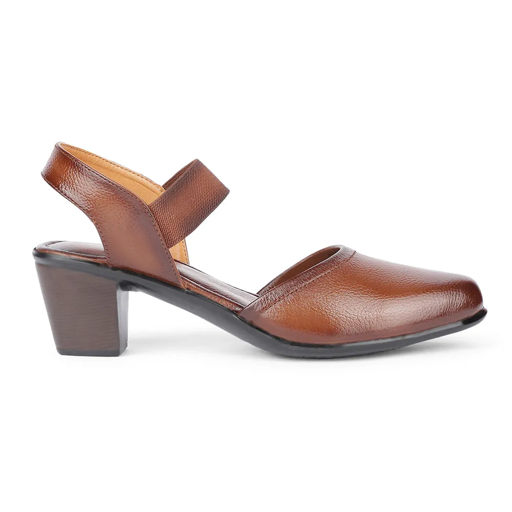 Healers Casual Tan Block Heel Sandal For Women T840-06 By Liberty