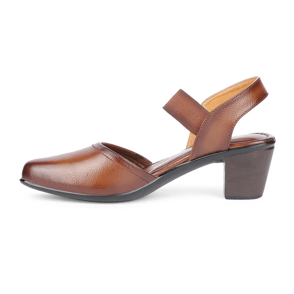 Healers Casual Tan Block Heel Sandal For Women T840-06 By Liberty