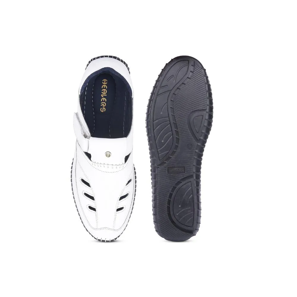 Healers White Casual Buckle Sandal For Men JPL-205 By Liberty