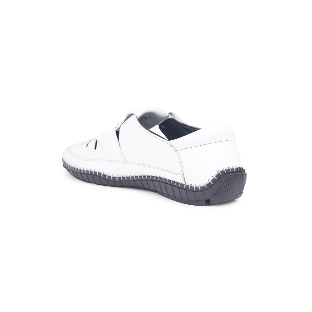 Healers White Casual Buckle Sandal For Men JPL-205 By Liberty