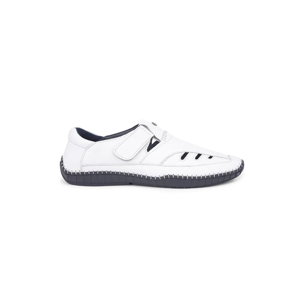 Healers White Casual Buckle Sandal For Men JPL-205 By Liberty