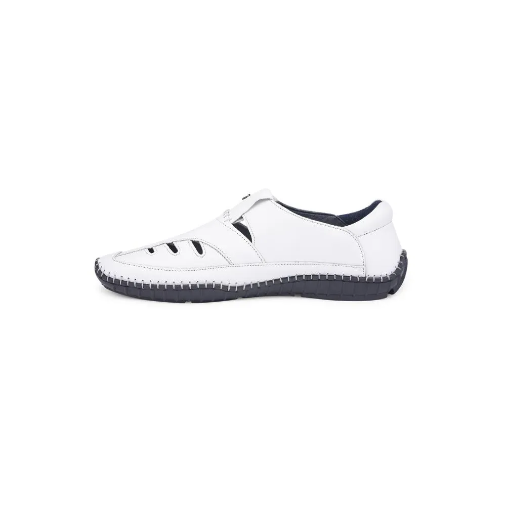 Healers White Casual Buckle Sandal For Men JPL-205 By Liberty