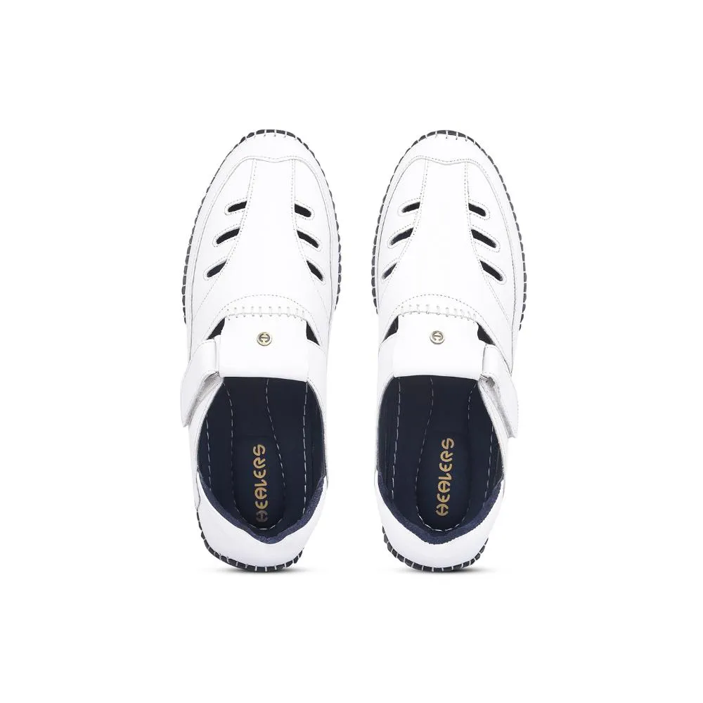 Healers White Casual Buckle Sandal For Men JPL-205 By Liberty