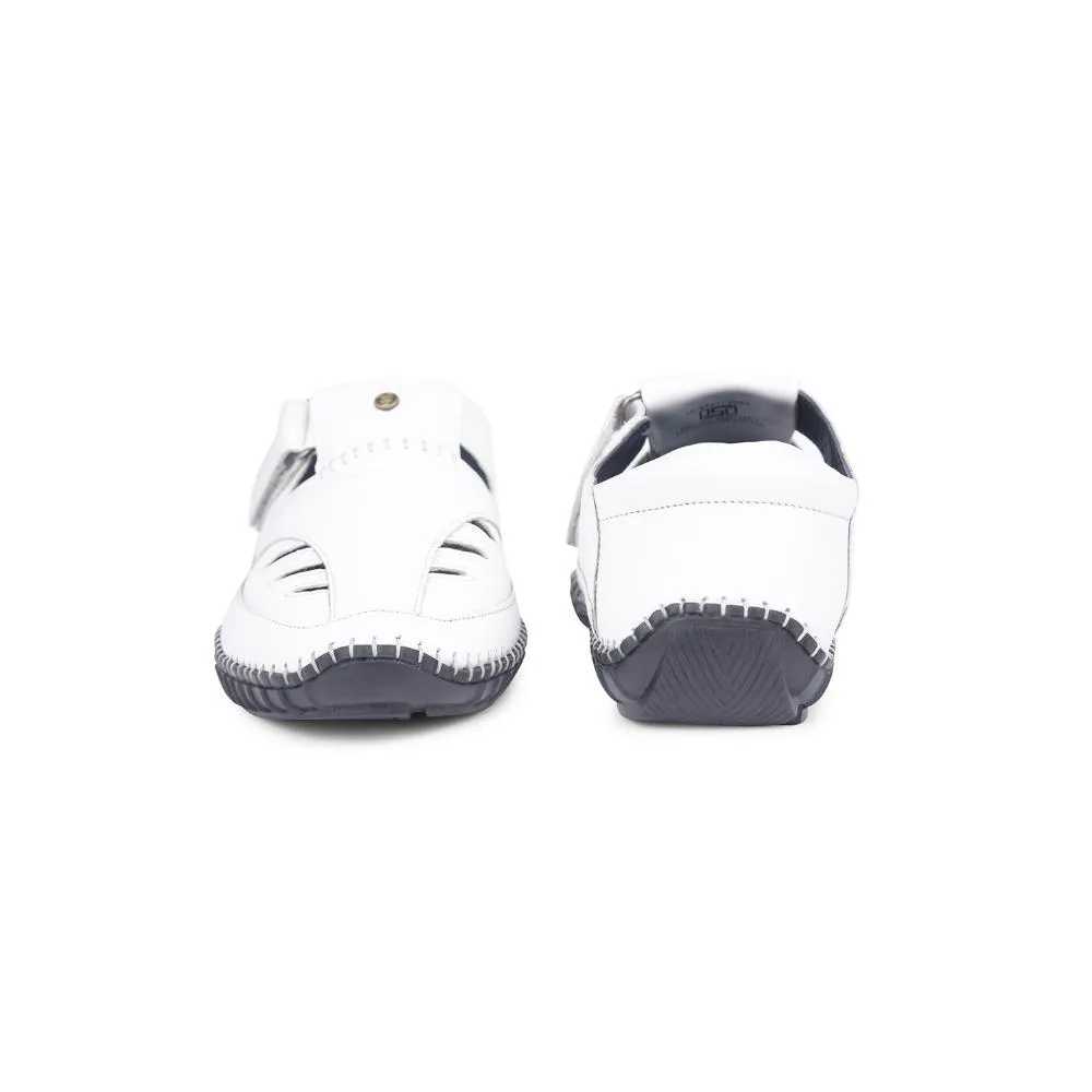 Healers White Casual Buckle Sandal For Men JPL-205 By Liberty