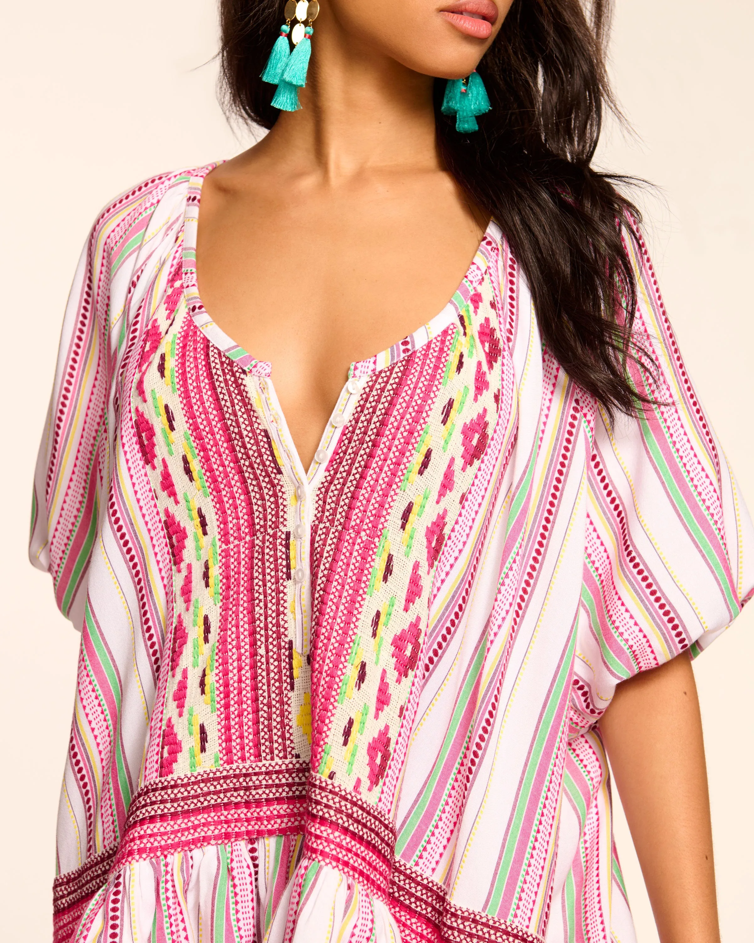 Hensley Embroidered Coverup Mini Dress