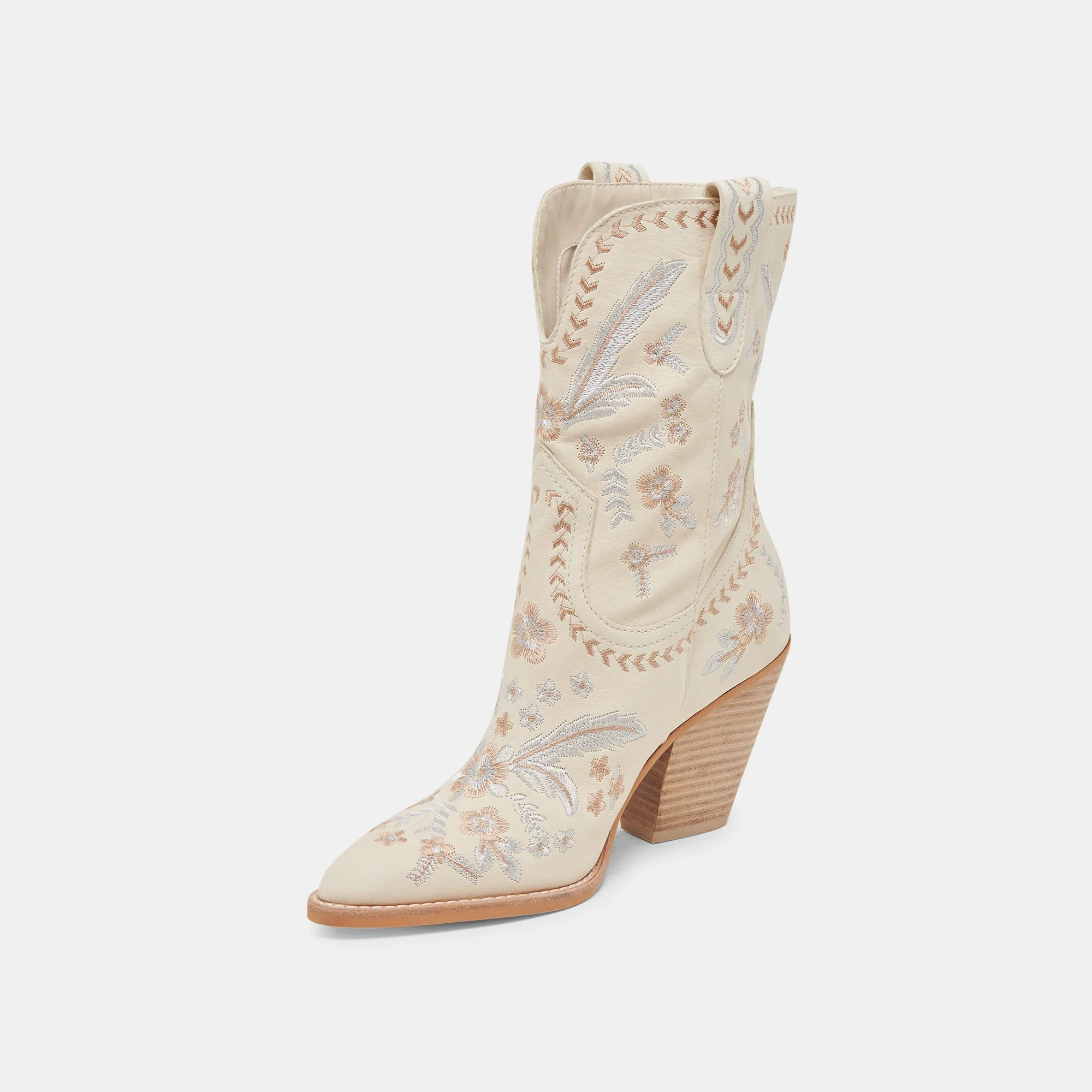 JESSEY FLORAL BOOTS CREME NUBUCK