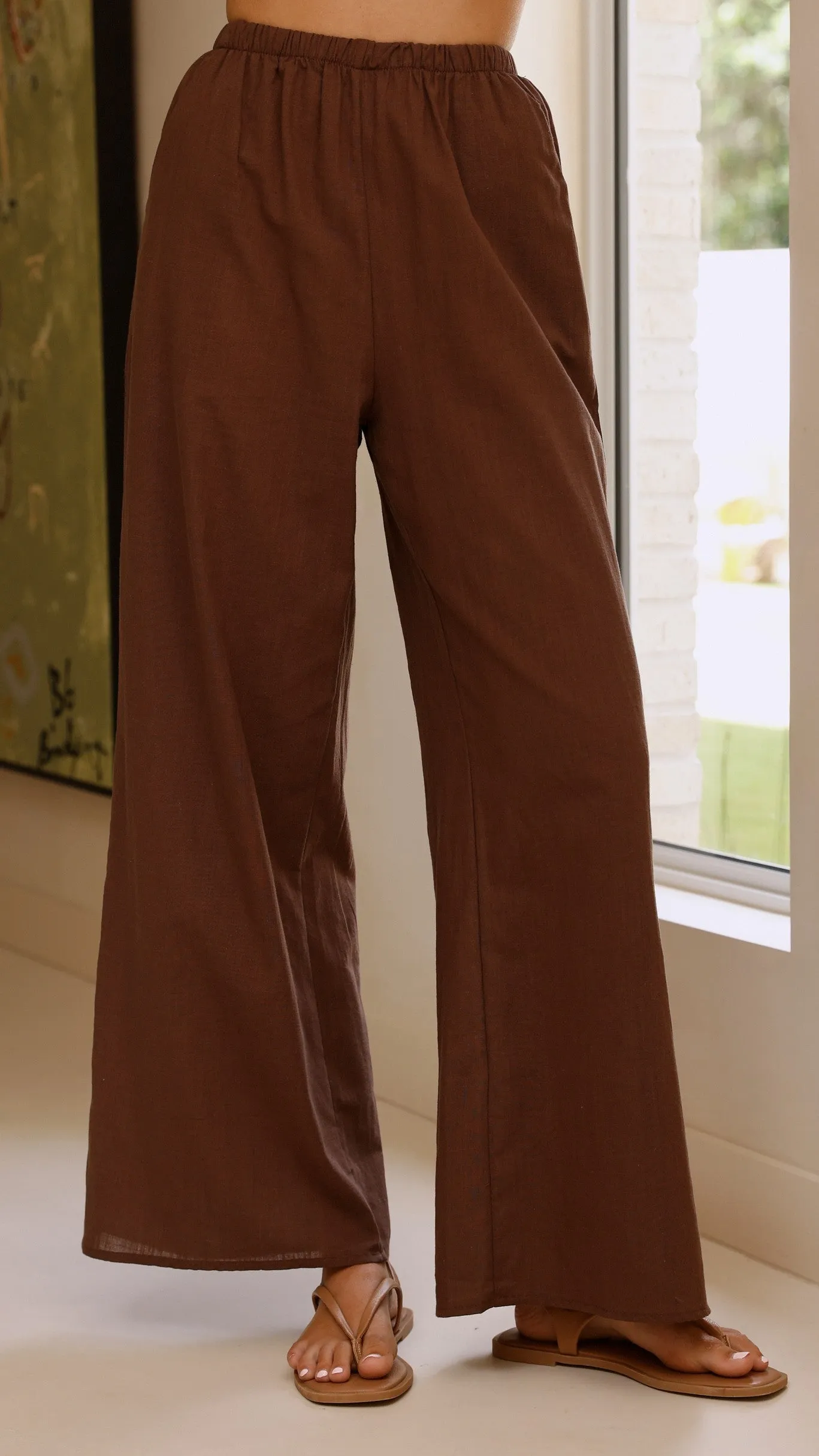 Kailani Strapless Top and Pants Set - Chocolate