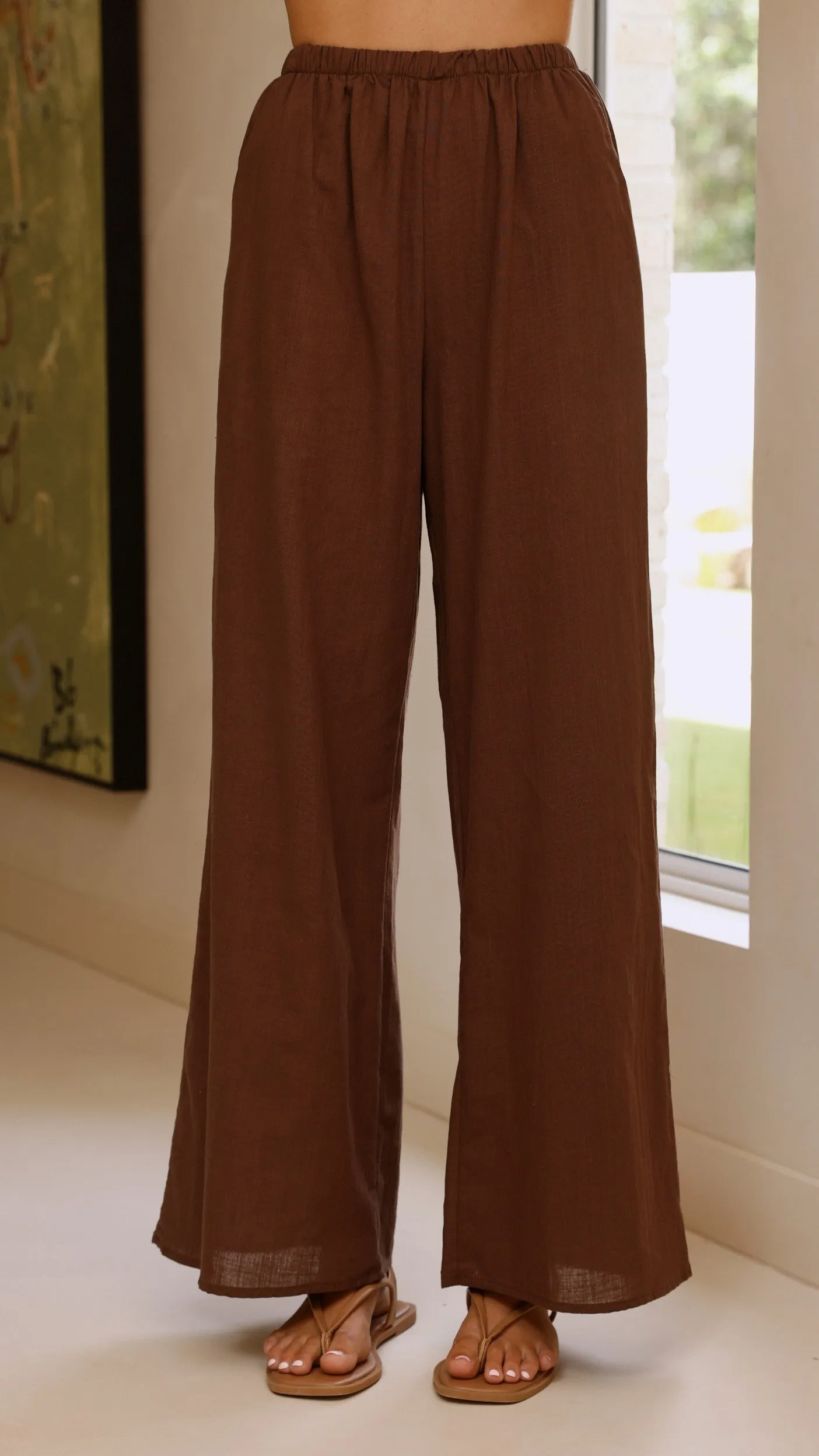 Kailani Strapless Top and Pants Set - Chocolate