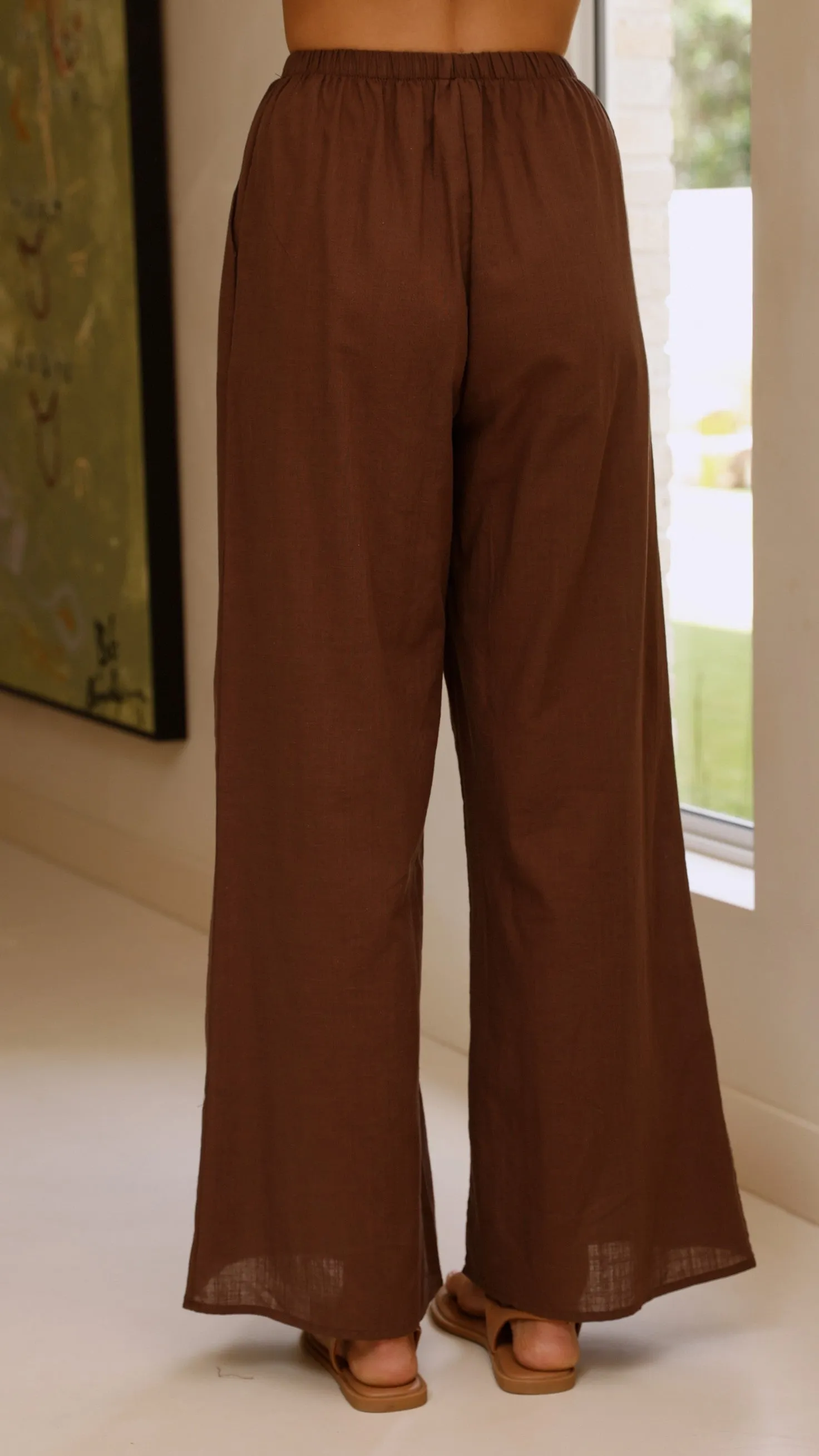 Kailani Strapless Top and Pants Set - Chocolate