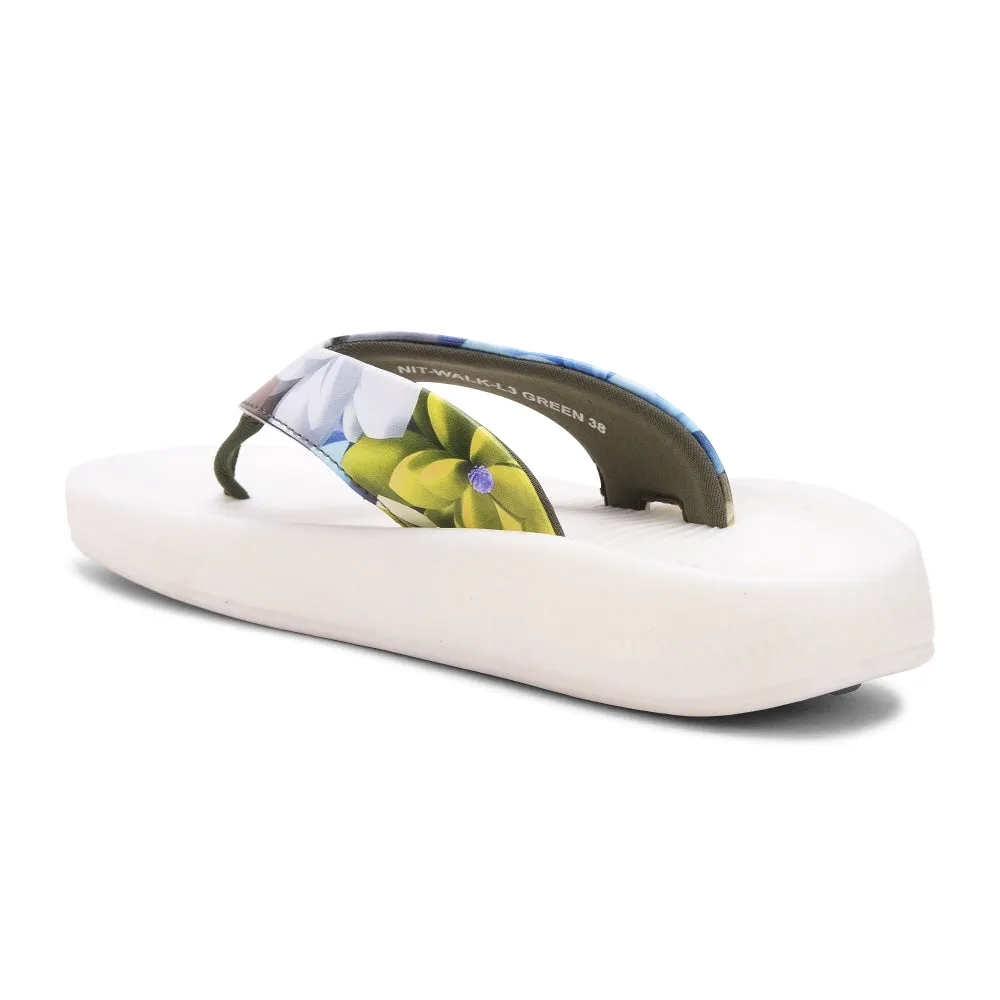 Leap7x Green Casual Flip-Flop For Women NITWALK-L3 By Liberty