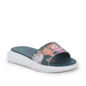 Lucy & Luke Blue Casual Slides For Kids HIPPO-30S By Liberty