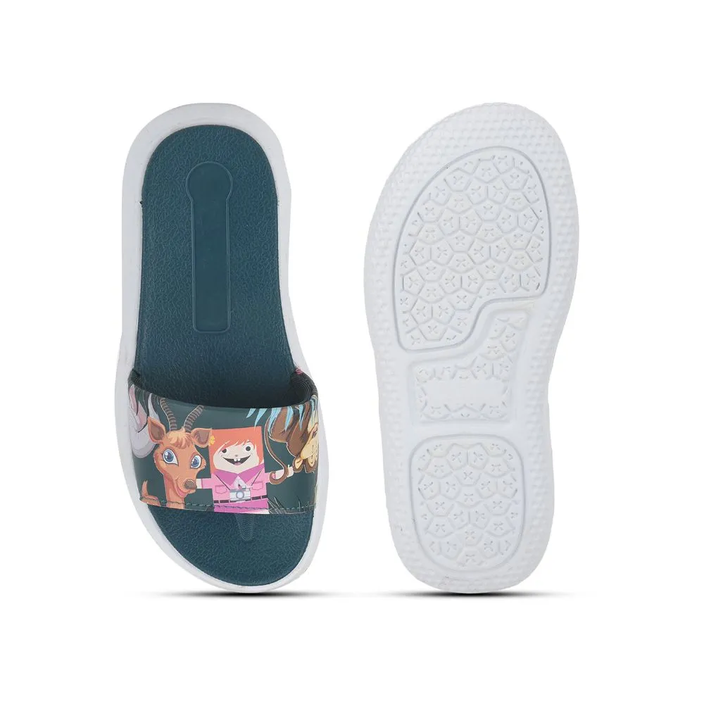 Lucy & Luke Blue Casual Slides For Kids HIPPO-30S By Liberty