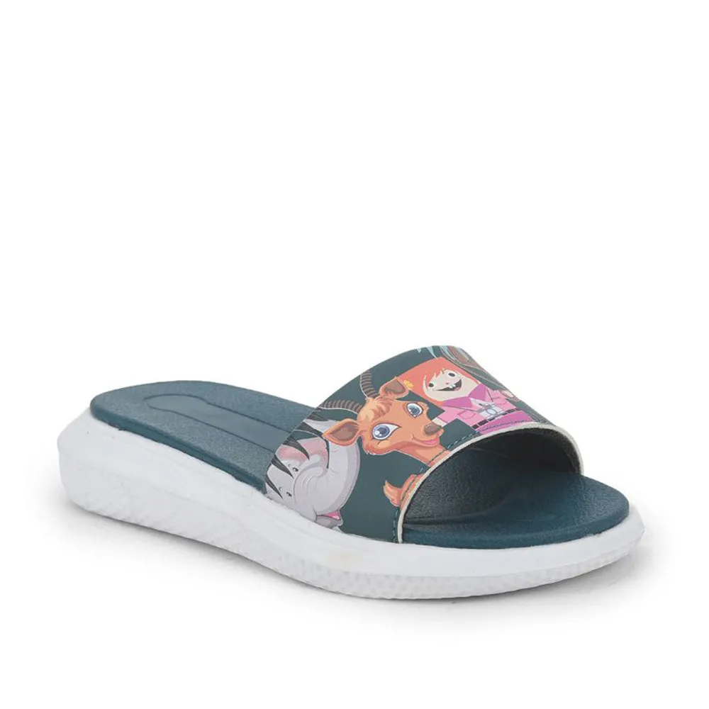 Lucy & Luke Blue Casual Slides For Kids HIPPO-30S By Liberty