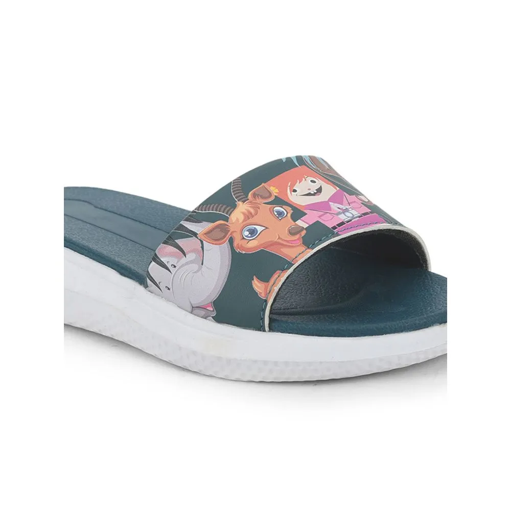 Lucy & Luke Blue Casual Slides For Kids HIPPO-30S By Liberty