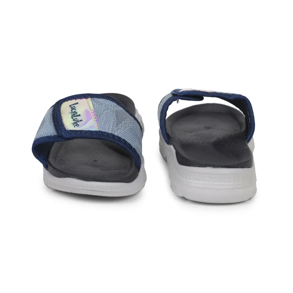 Lucy & Luke Casual Blue Slides For Kids RICKY-18 By Liberty