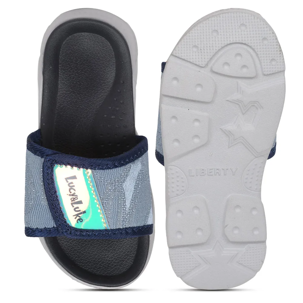 Lucy & Luke Casual Blue Slides For Kids RICKY-18 By Liberty