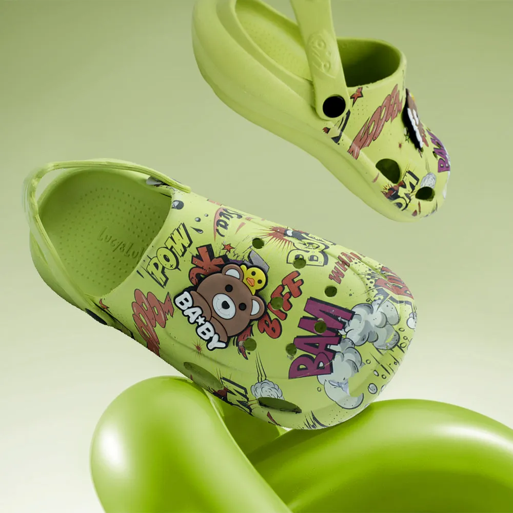 Lucy & Luke P. Green Casual Sling Back Clogs For Kids ALEX-10E By Liberty