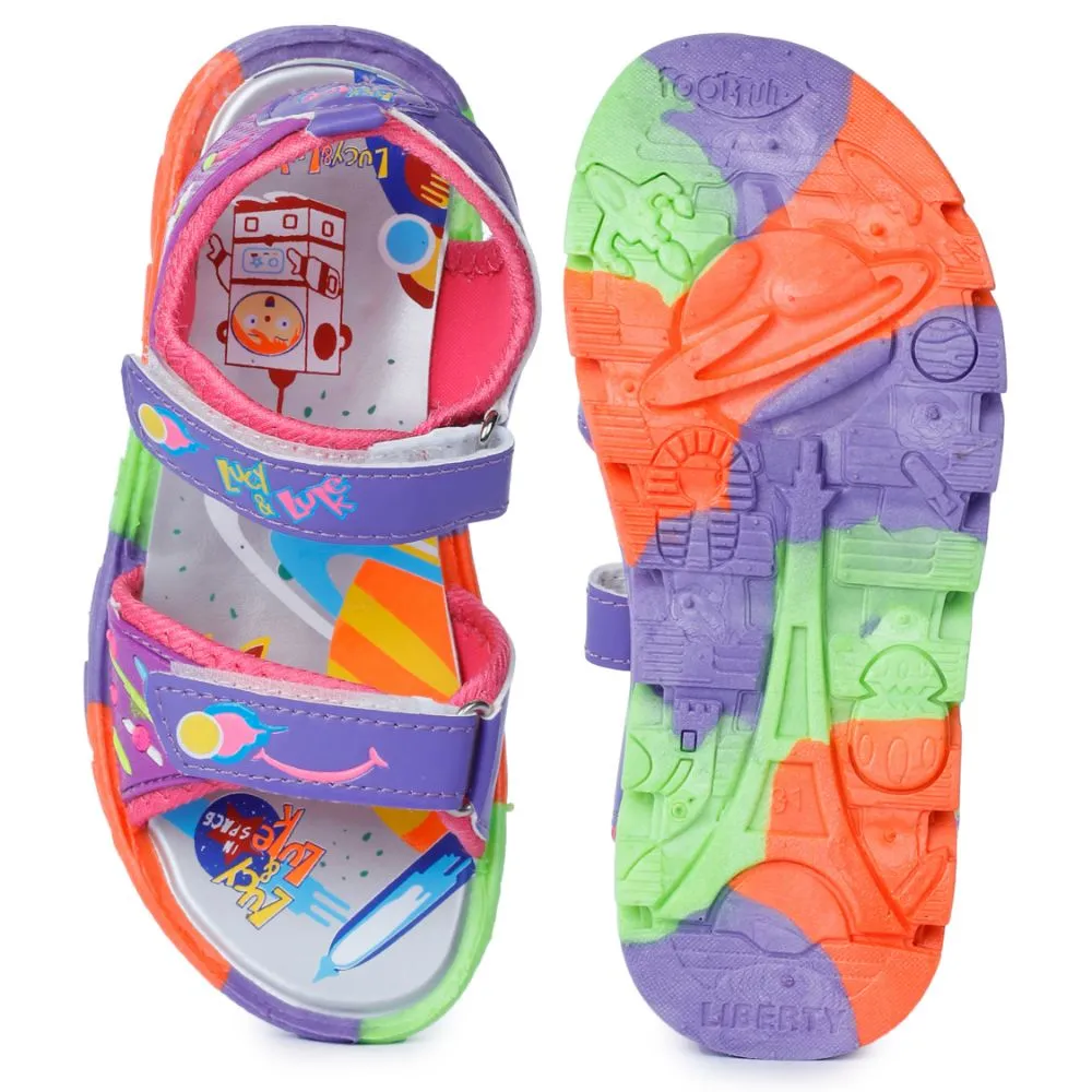 Lucy & Luke (Purple) Sporty Sandal For Kids KDL-004 By Liberty