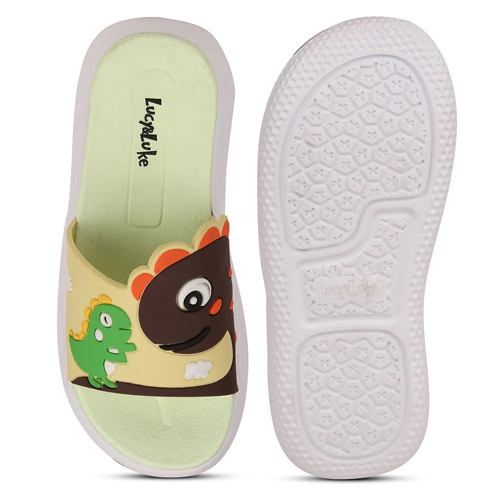 Lucy&Luke Brown Casual Slides For Kids HIPPO-S98 By Liberty