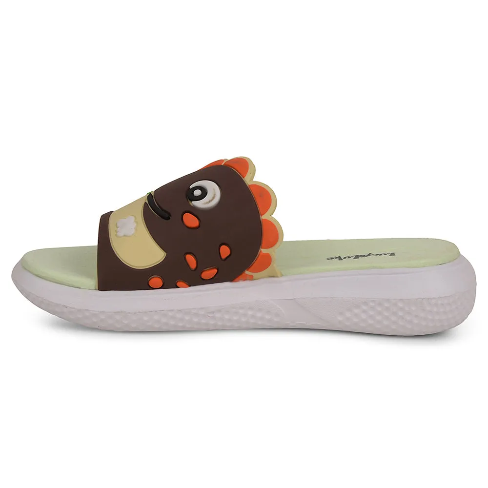 Lucy&Luke Brown Casual Slides For Kids HIPPO-S98 By Liberty