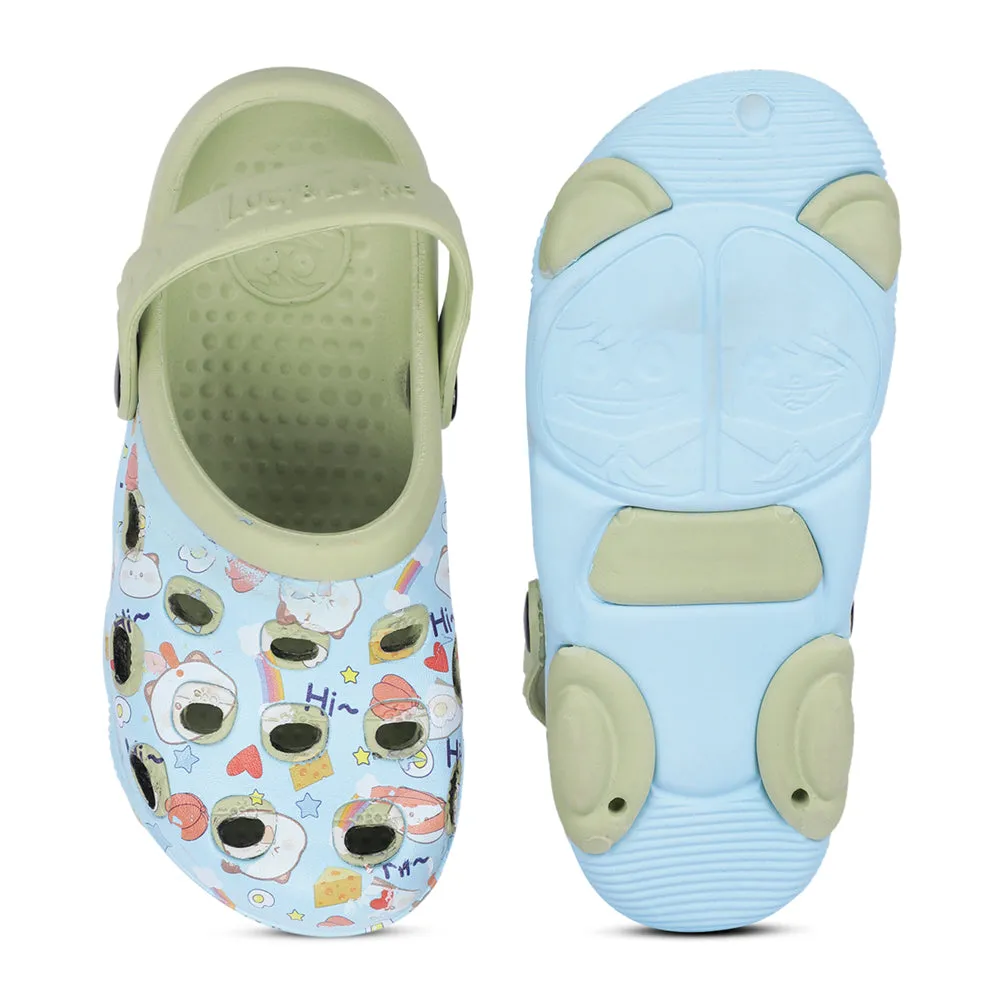 Lucy&Luke Sky Blue Casual Sling Back Clogs For Kids LPMXT-820 By Liberty