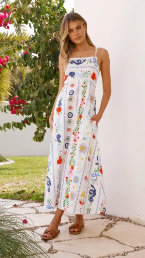 Mgra Maxi Dress - Blue Print