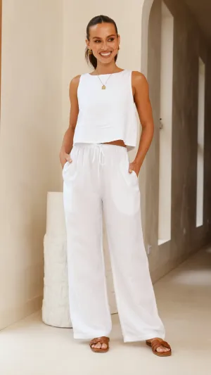 Neola Linen Pants - White