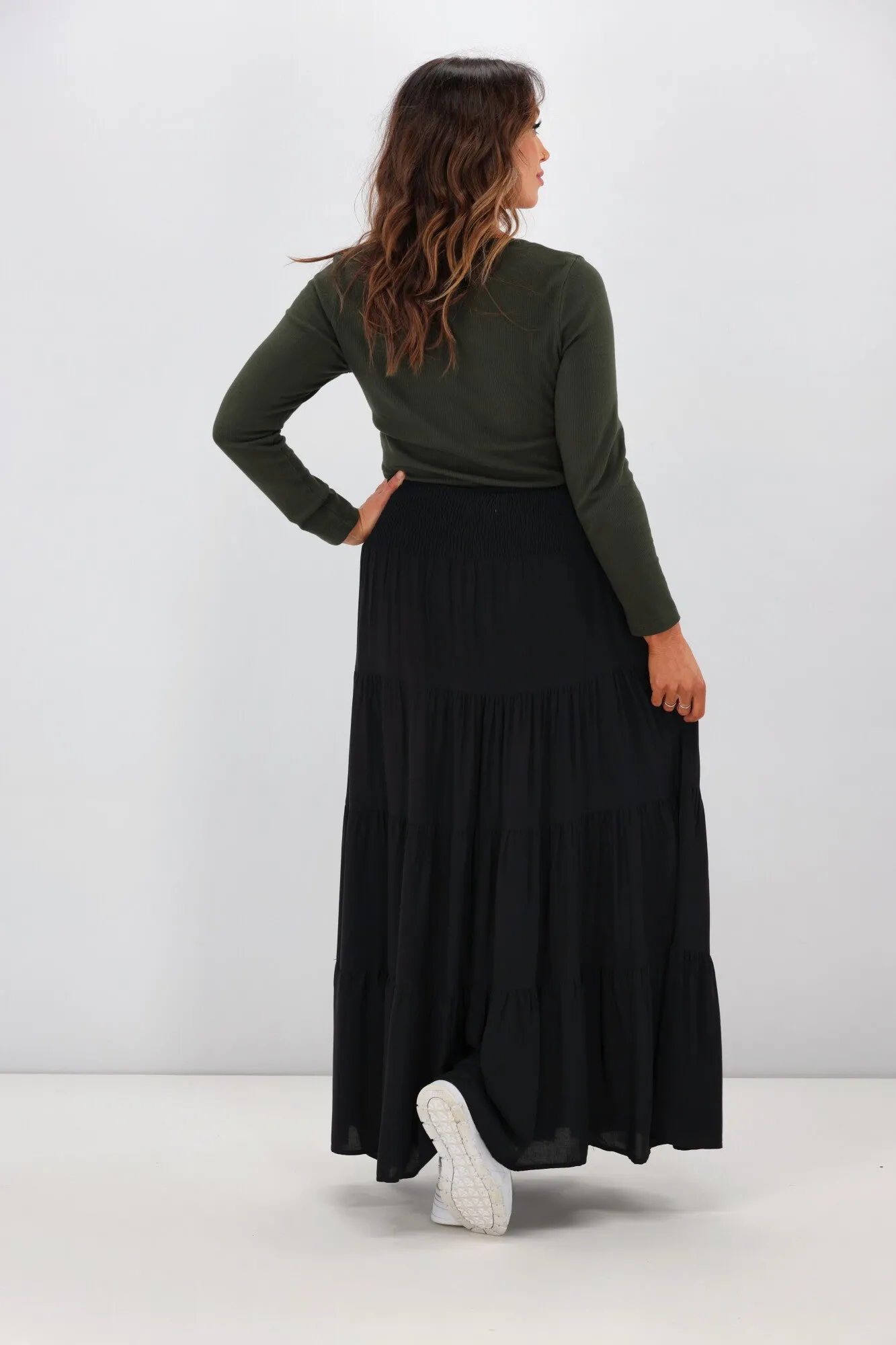 New U Collection Maxi Skirt Plain Black