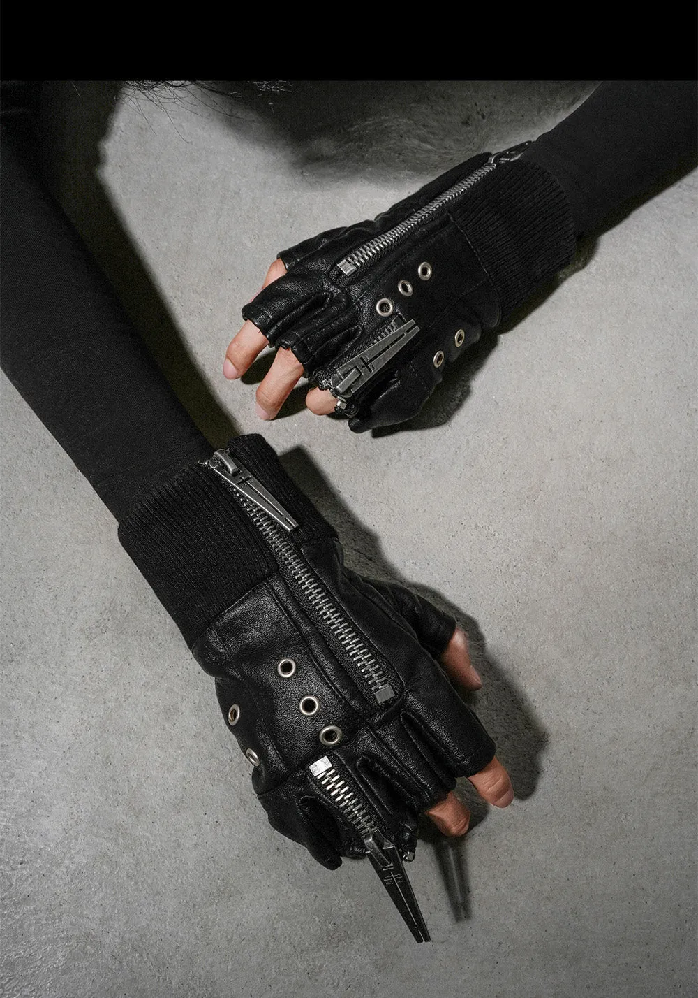 REBEL WAVE丨25SS“WOR”DOUBLE ZIP STRUCTURE LAYERED GLOVES