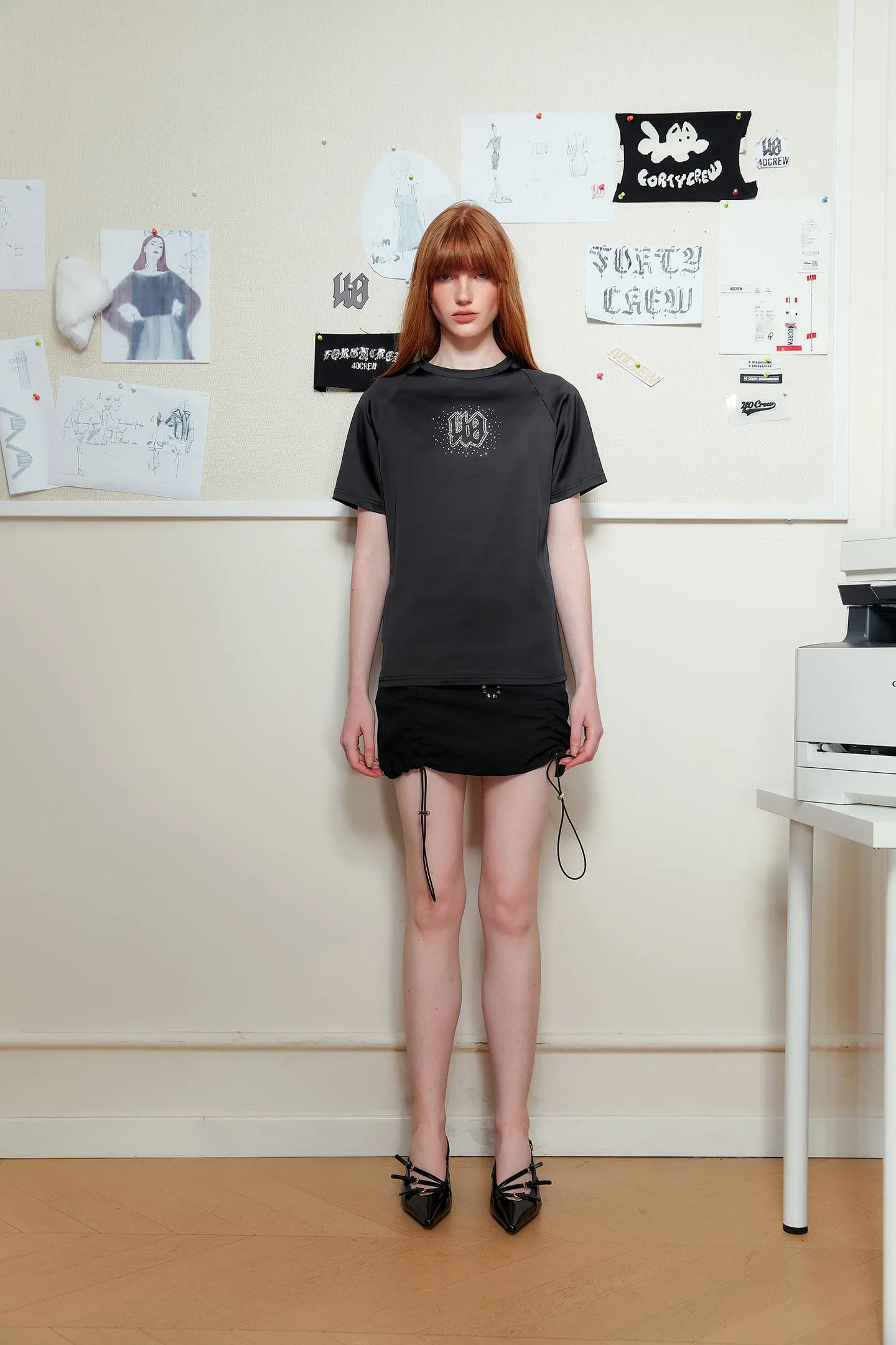 Rivet Drawstring Skirt